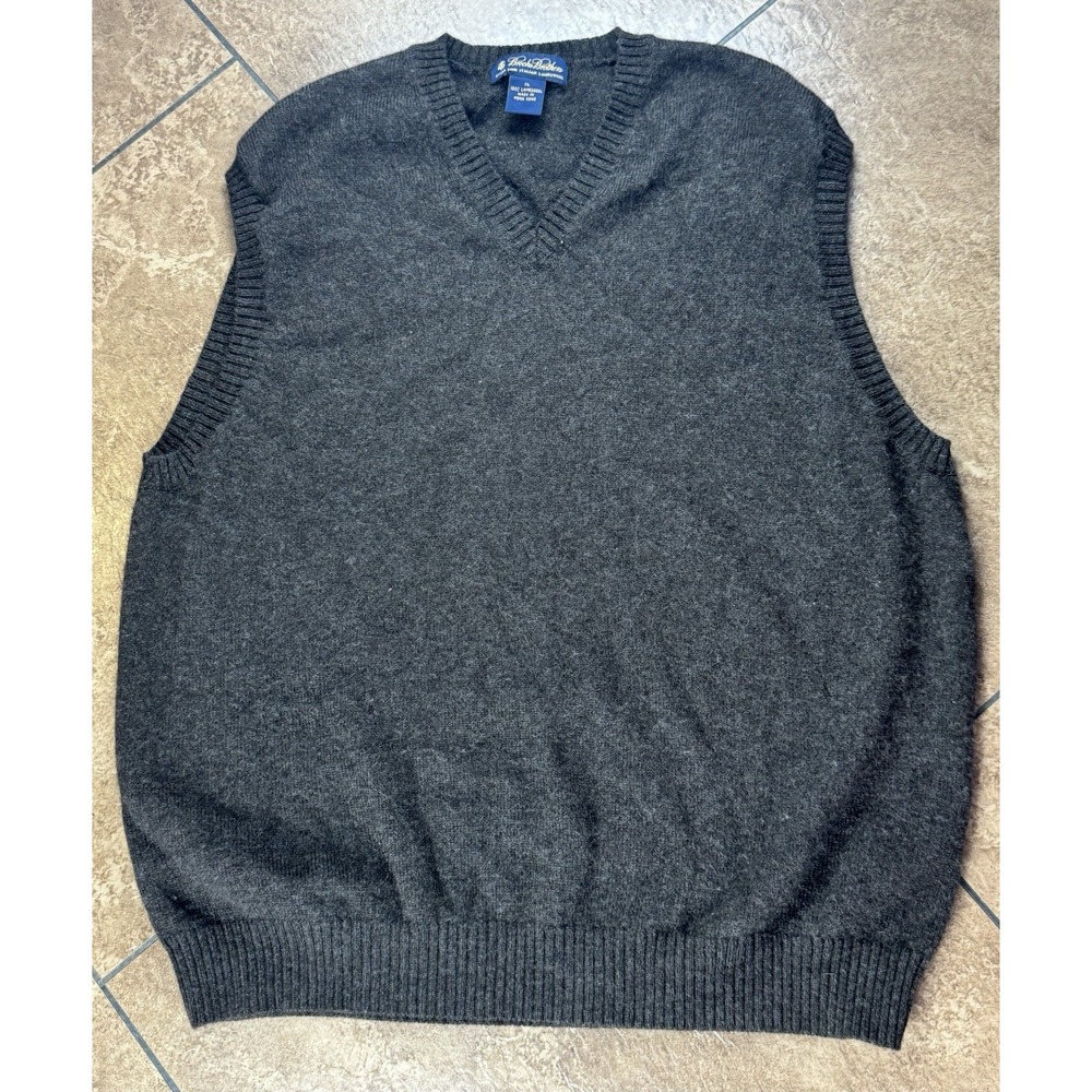 Brooks Brothers Sweater Vest Mens Extra Large Grey 100% Lambswool  Knit Casual